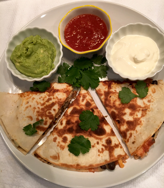 Chicken, Black Bean and Corn Quesadillas