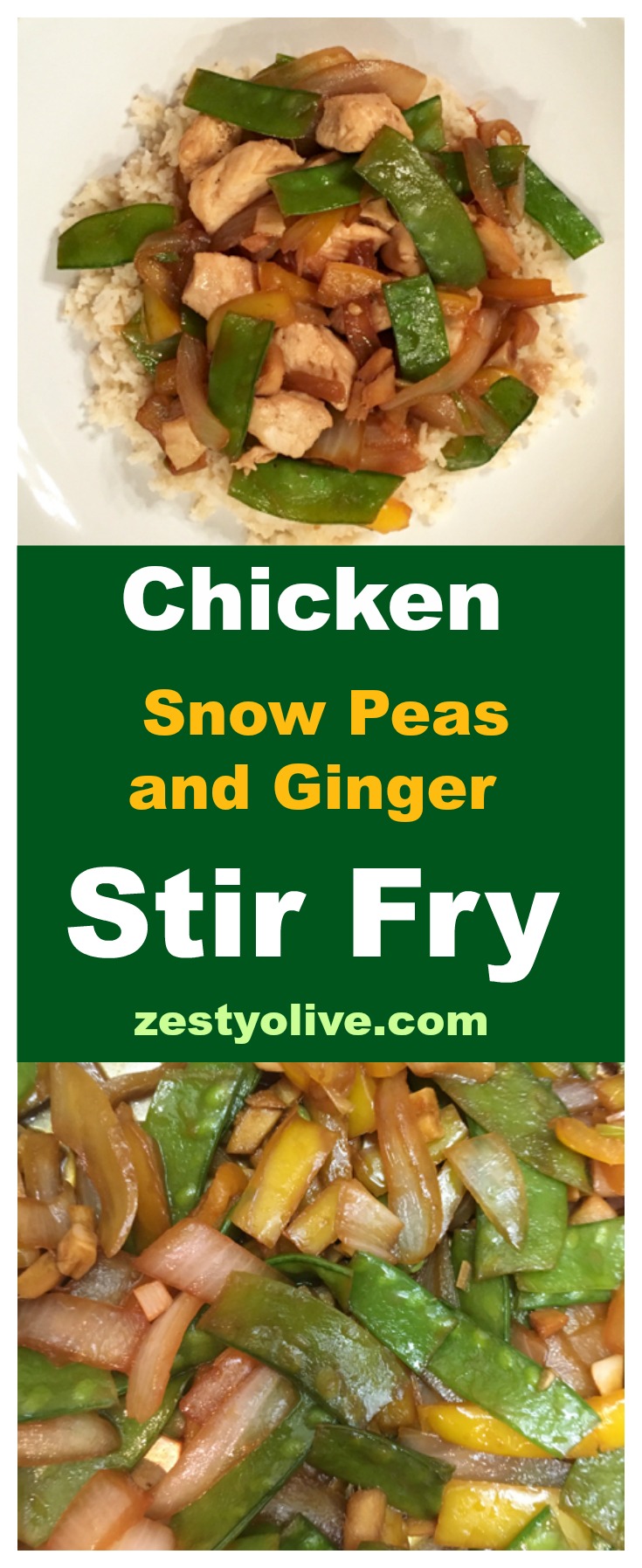 I love snow peas. I love ginger. Combine them with chicken, and you've got a delicious meal just waiting to be created: Chicken, Snow Peas and Ginger Stir Fry. I combined these, stir-fry and served over brown rice. If you happen to have leftovers, just warm them up the next day and enjoy again.