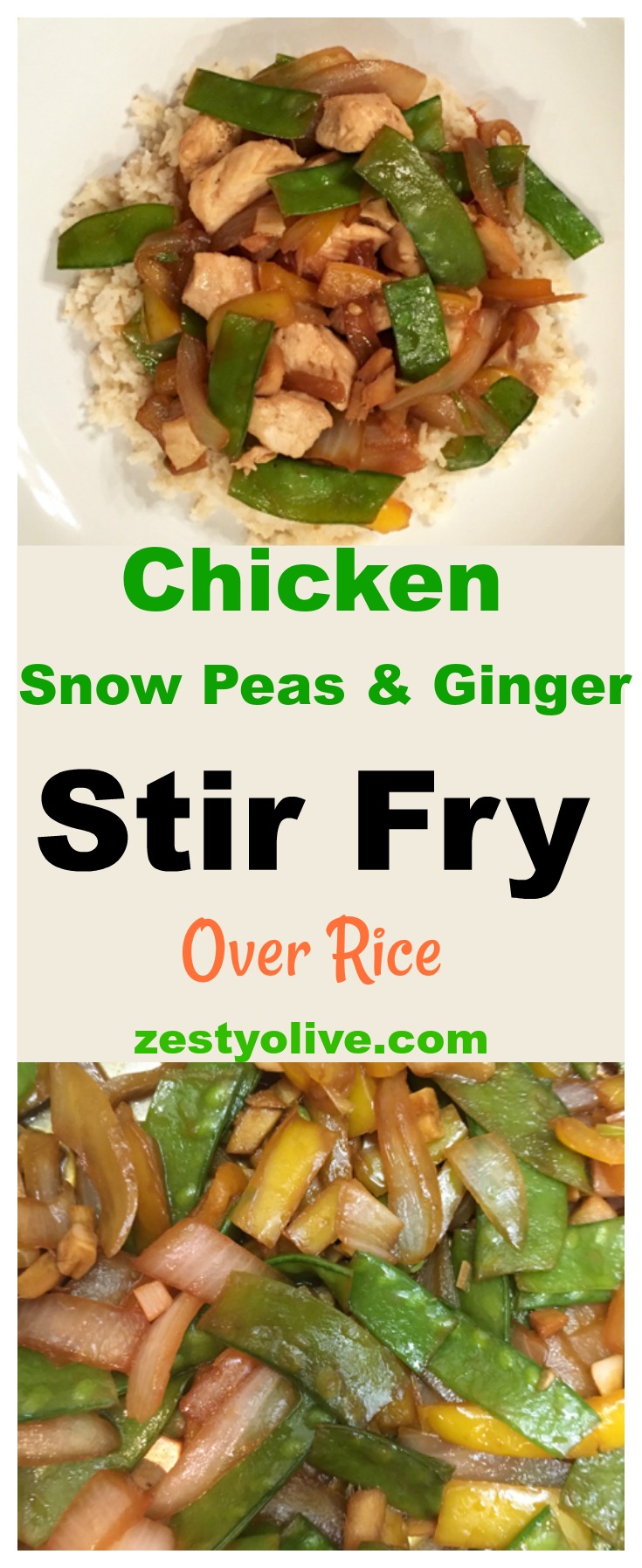 I love snow peas. I love ginger. Combine them with chicken, and you've got a delicious meal just waiting to be created: Chicken, Snow Peas and Ginger Stir Fry. I combined these, stir-fry and served over brown rice. If you happen to have leftovers, just warm them up the next day and enjoy again.