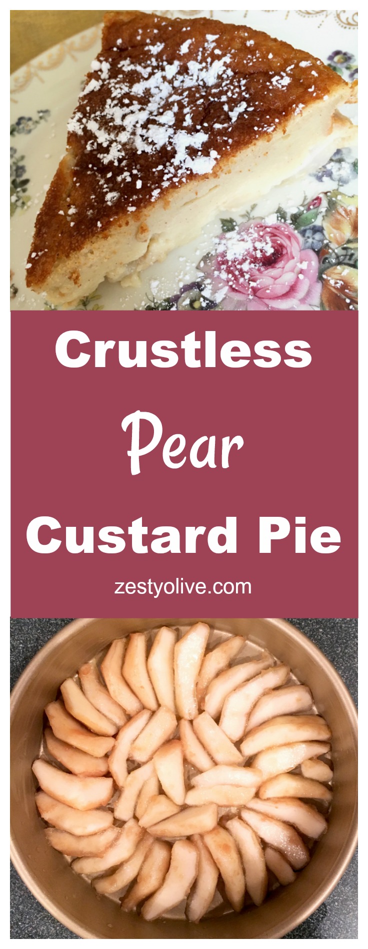 Crustless Pear Custard Pie