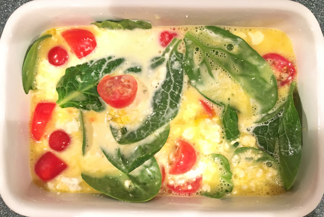 Spinach, Tomato And Feta Cheese Frittata For One