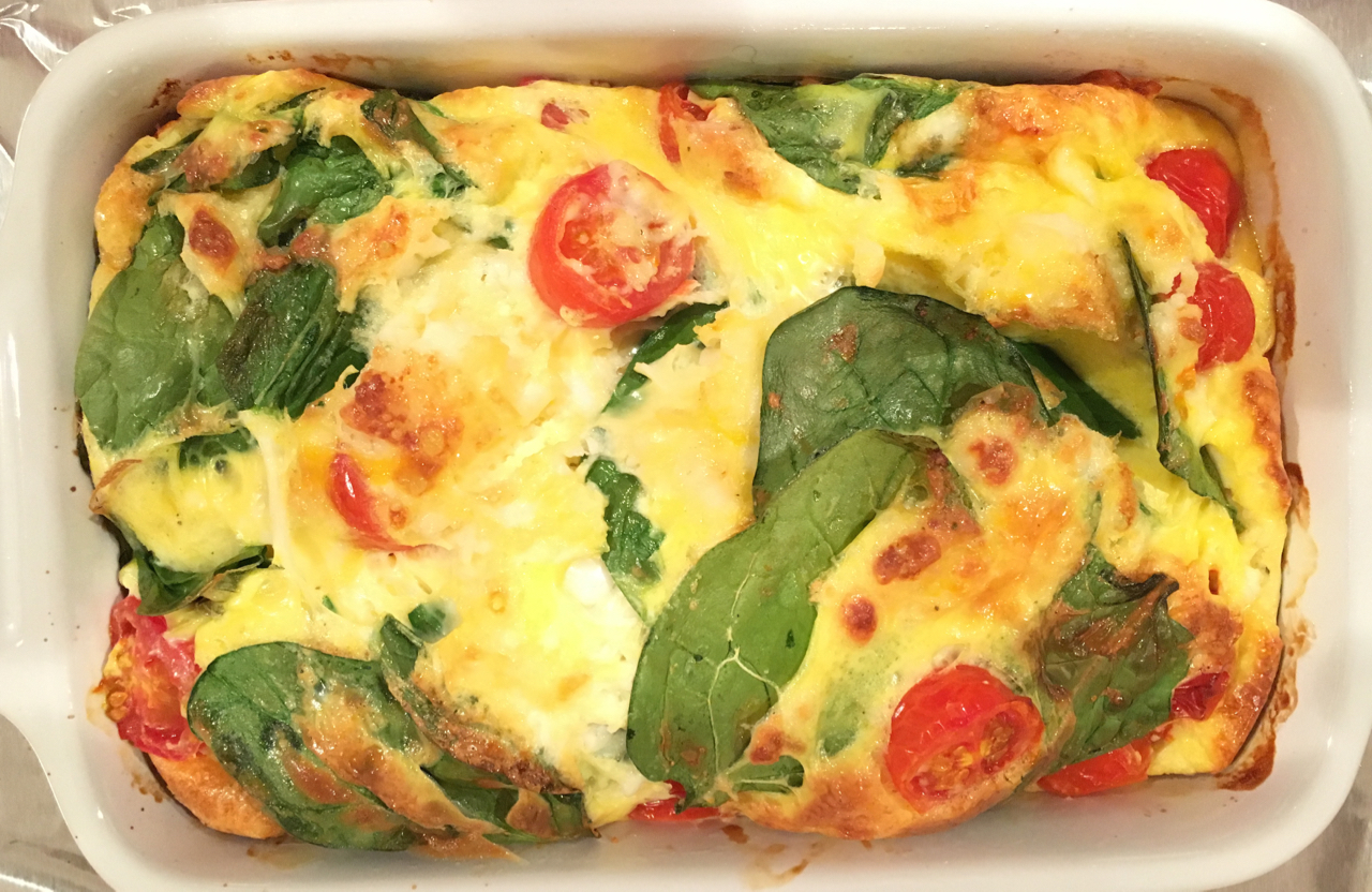 Spinach, Tomato And Feta Cheese Frittata For One