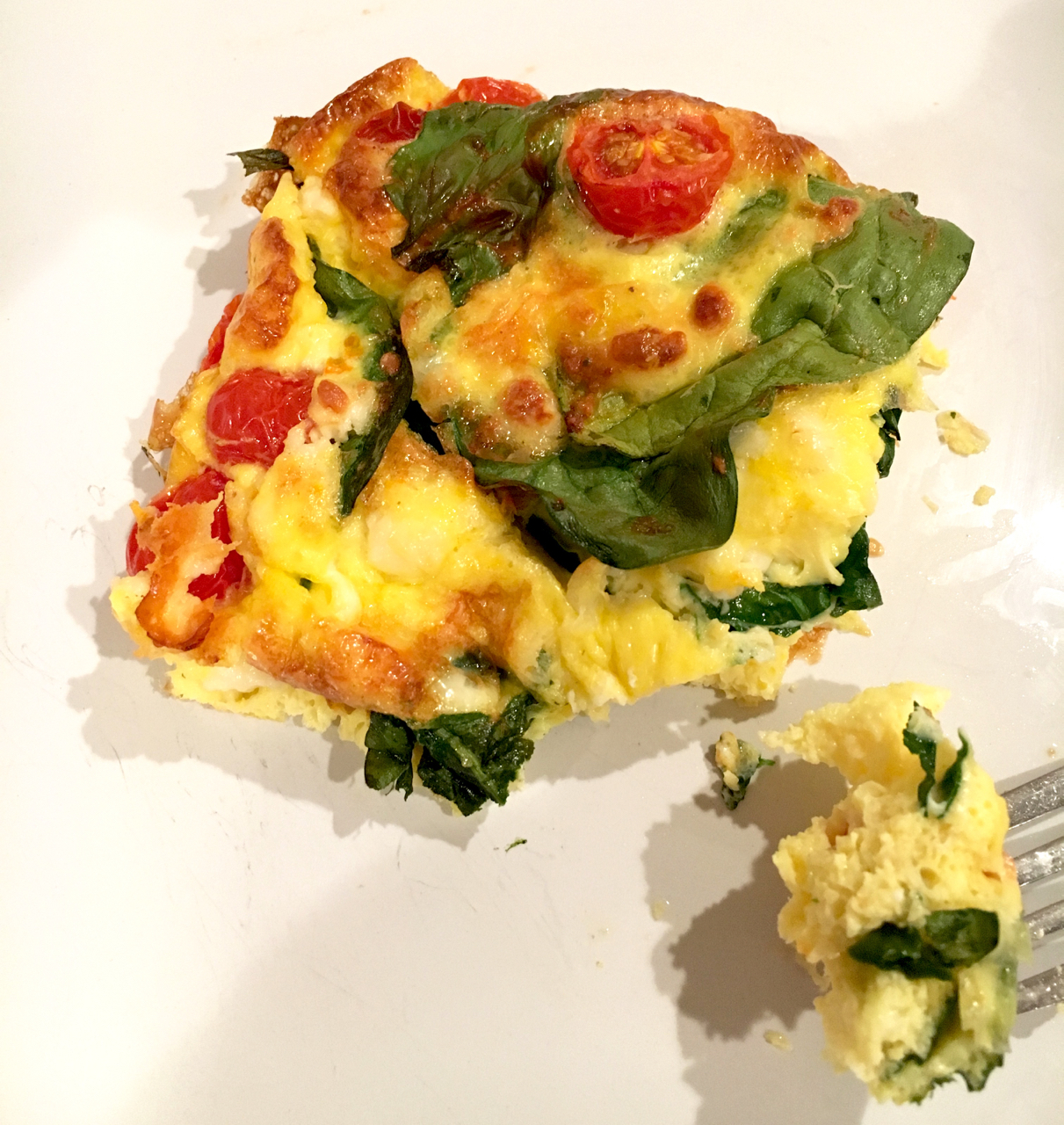 Spinach, Tomato And Feta Cheese Frittata For One