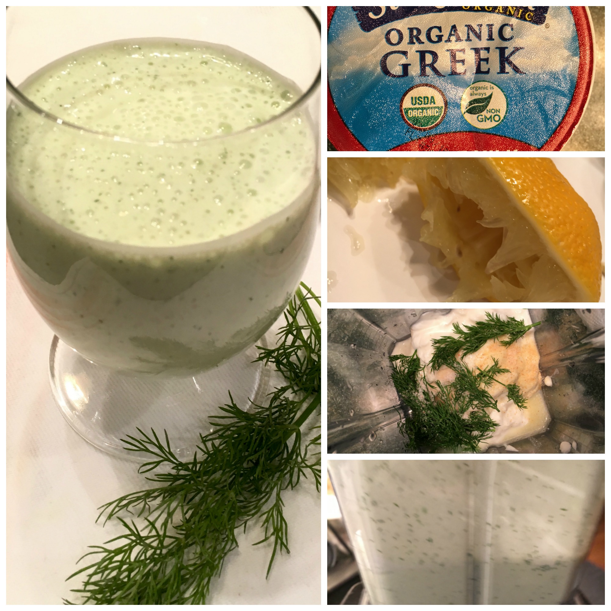 Greek Yogurt And Dill Salad Dressing Collage