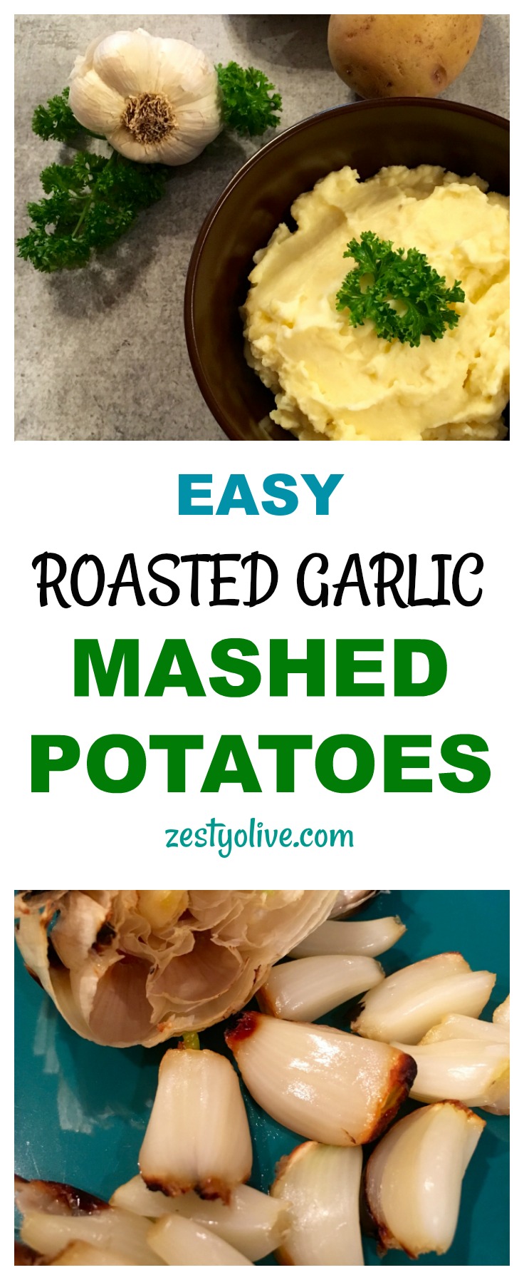 Here's an easy recipe for zesty Roasted Garlic Mashed Potatoes. Roasted garlic adds that delicious zing to the potatoes. You'll have this family favorite side dish ready in no time!
