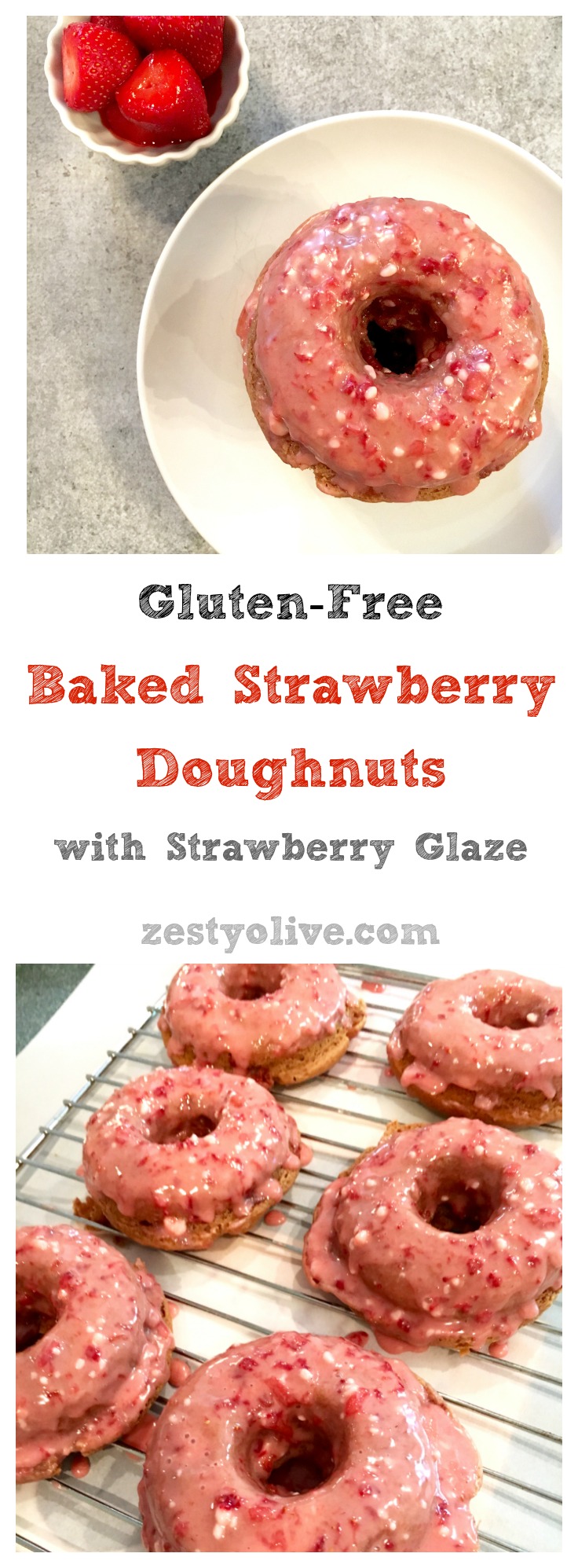 Gluten Free Baked Strawberry Doughnuts