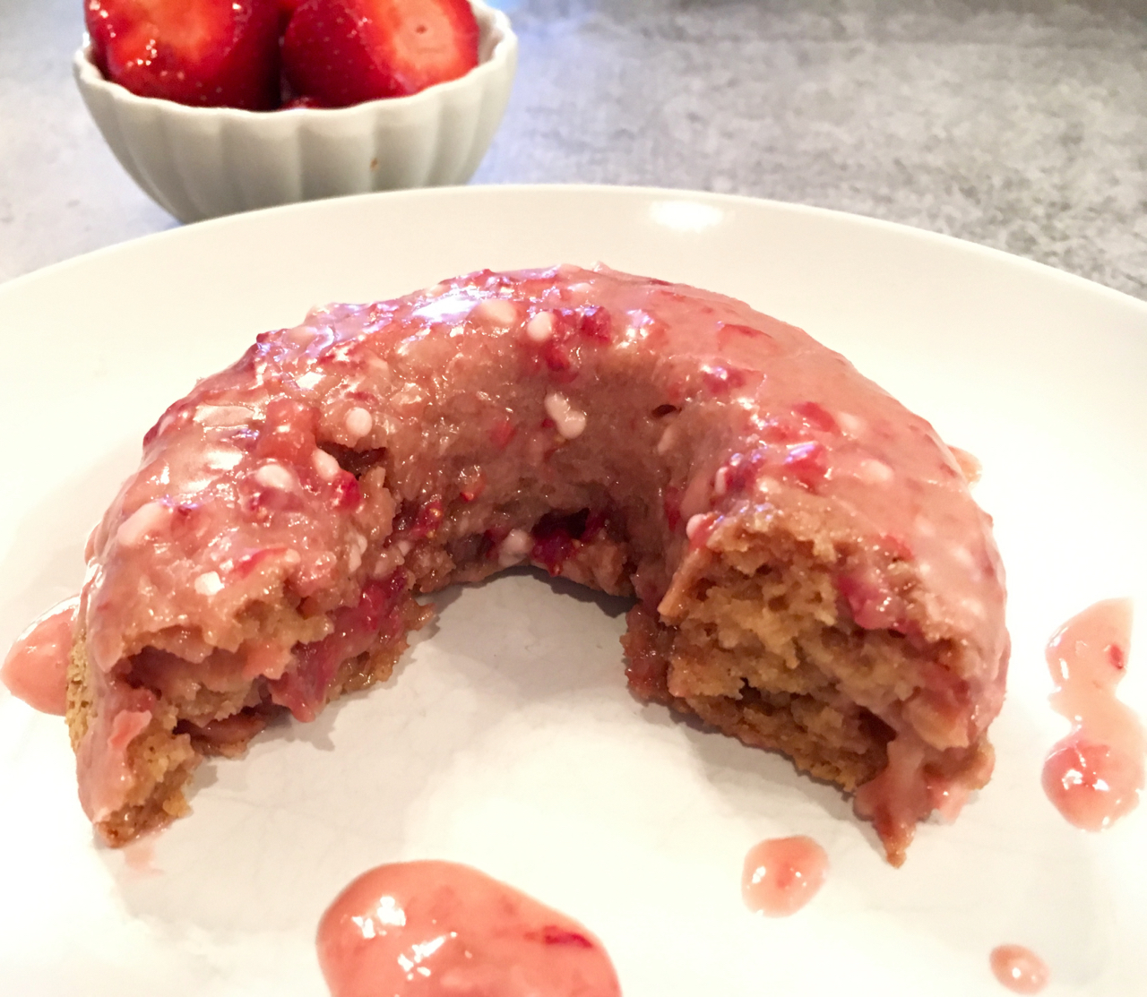 Gluten-Free Baked Strawberry Doughnuts With Strawberry Glaze