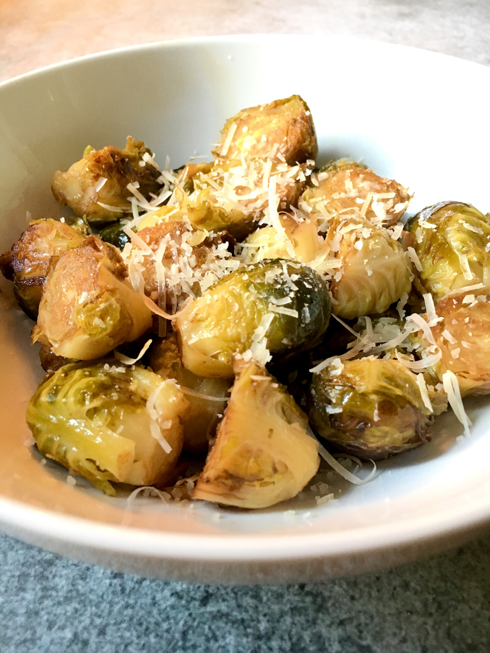 Roasted Brussels Sprouts With Balsamic Vinegar and Parmesan Cheese