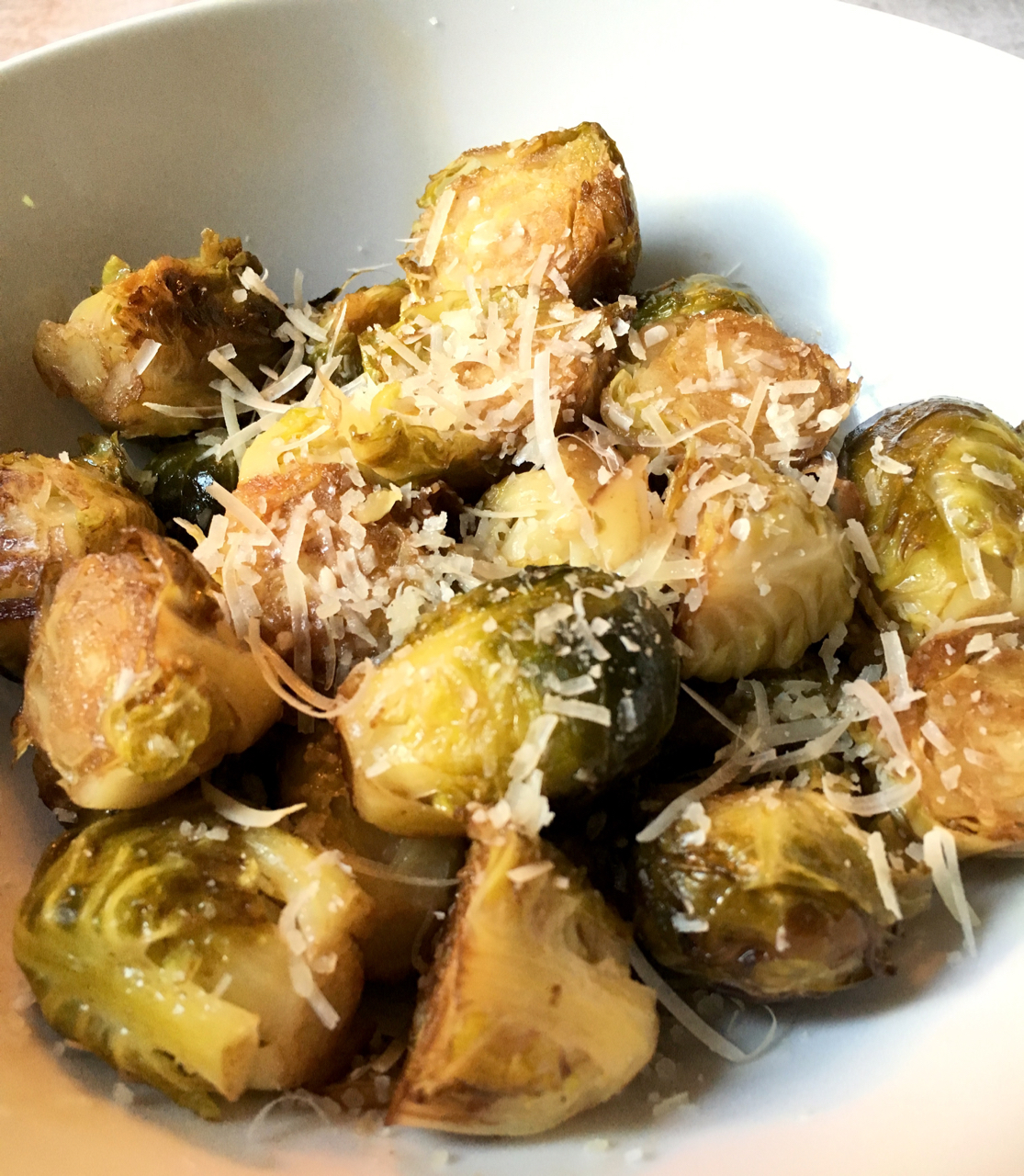 Roasted Brussels Sprouts With Balsamic Vinegar and Parmesan Cheese