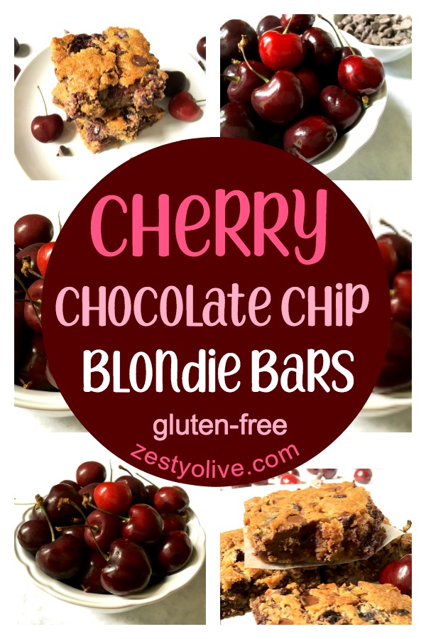 The warm, melty chocolate and sweet cherry flavor make these easy Cherry Chocolate Chip Blondie Bars a family favorite. Gluten-free version included.