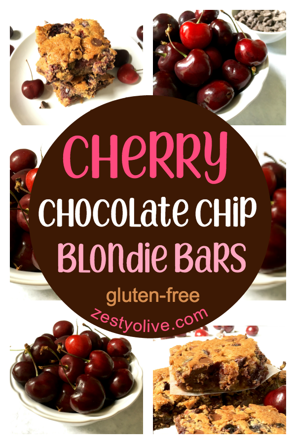 The warm, melty chocolate and sweet cherry flavor make these easy Cherry Chocolate Chip Blondie Bars a family favorite. Gluten-free version included.