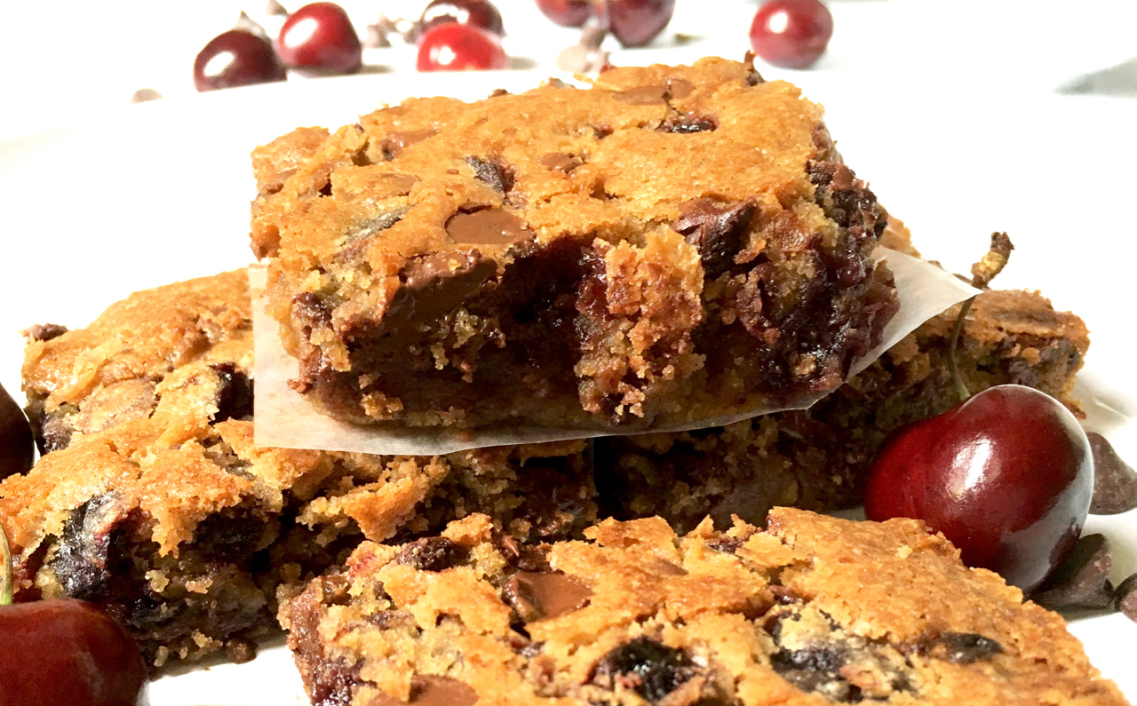 Cherry Chocolate Chip Blondie Bars