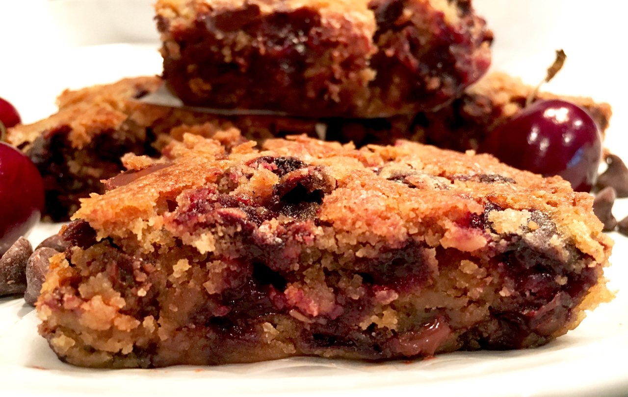 Cherry Chocolate Chip Blondie Bars