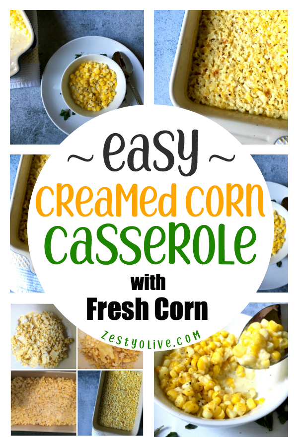Here my easy recipe for how to make a creamed corn casserole using fresh corn off the cob.