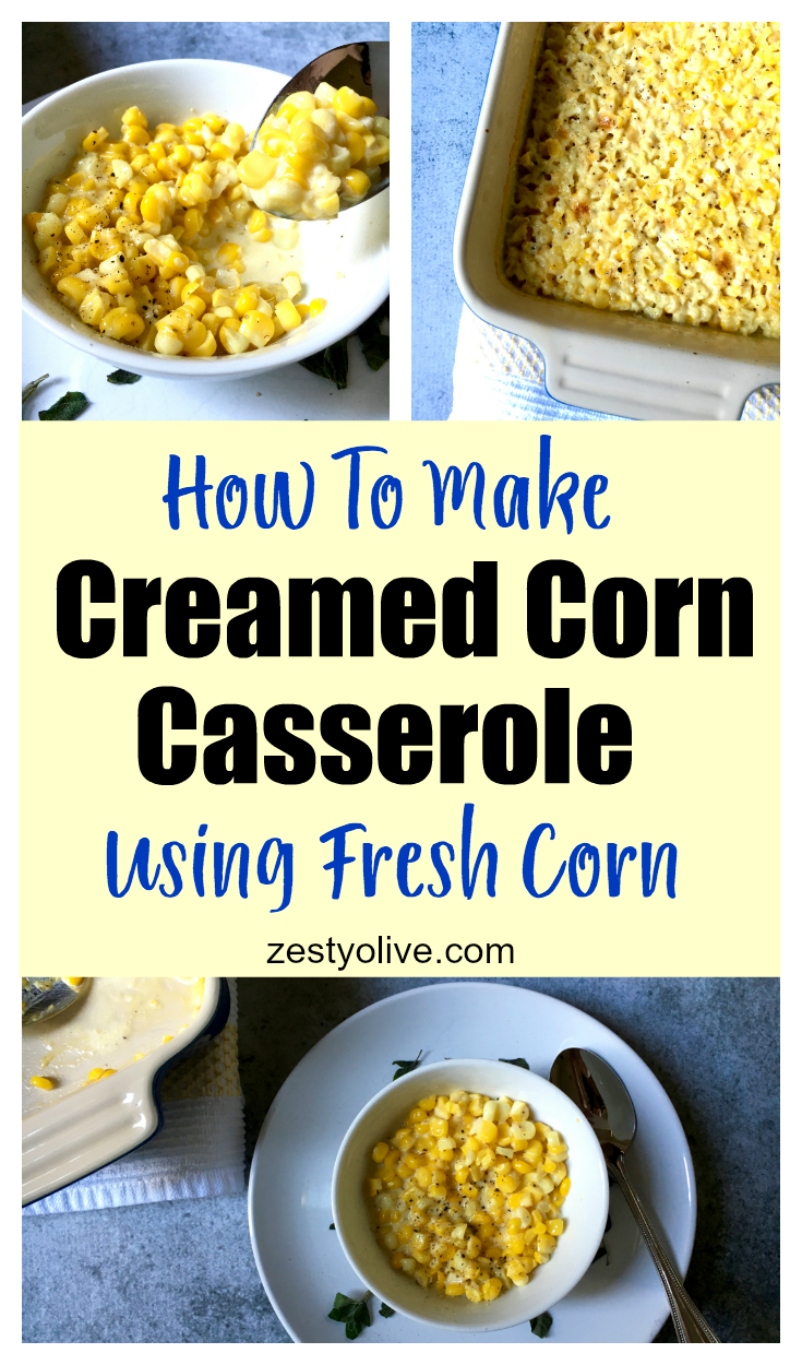 Here my easy recipe for how to make a creamed corn casserole using fresh corn off the cob.