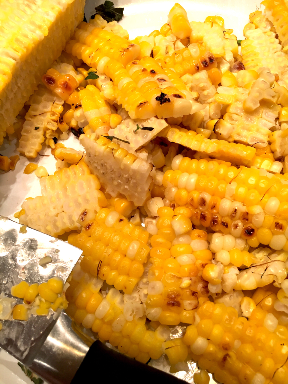 Grilled corn off the cob