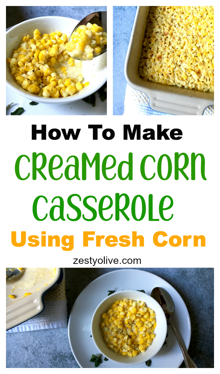 Here my easy recipe for how to make a creamed corn casserole using fresh corn off the cob.