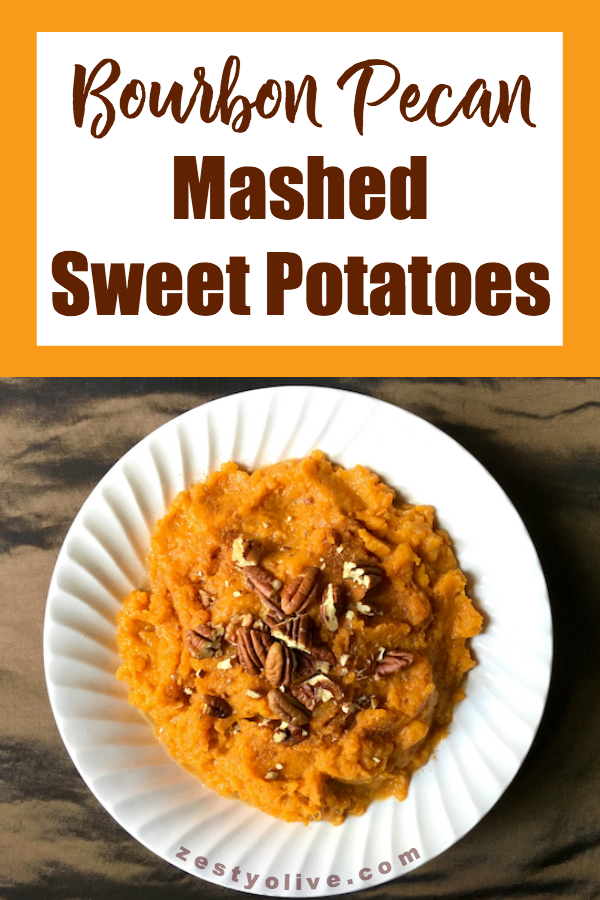 These Bourbon Pecan Mashed Sweet Potatoes are sure to be a favorite for your fall holidays and beyond.