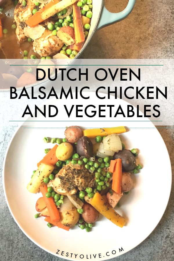 Savory Dutch Oven Balsamic Chicken And Vegetables are a fall and winter favorite!