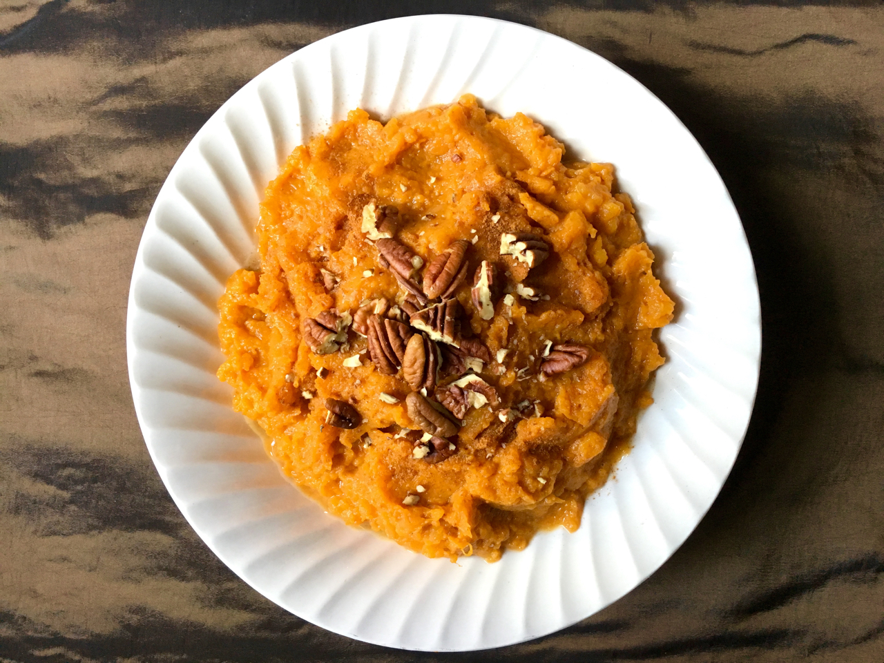 Bourbon Pecan Mashed Sweet Potatoes