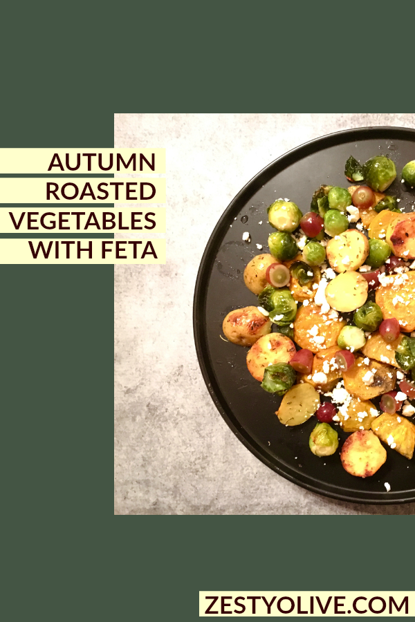 Autumn Roasted Vegetables with Feta Cheese and Red Grapes makes a beautiful warm salad or side item. It’s easy, healthy, naturally gluten-free and tastes amazing.