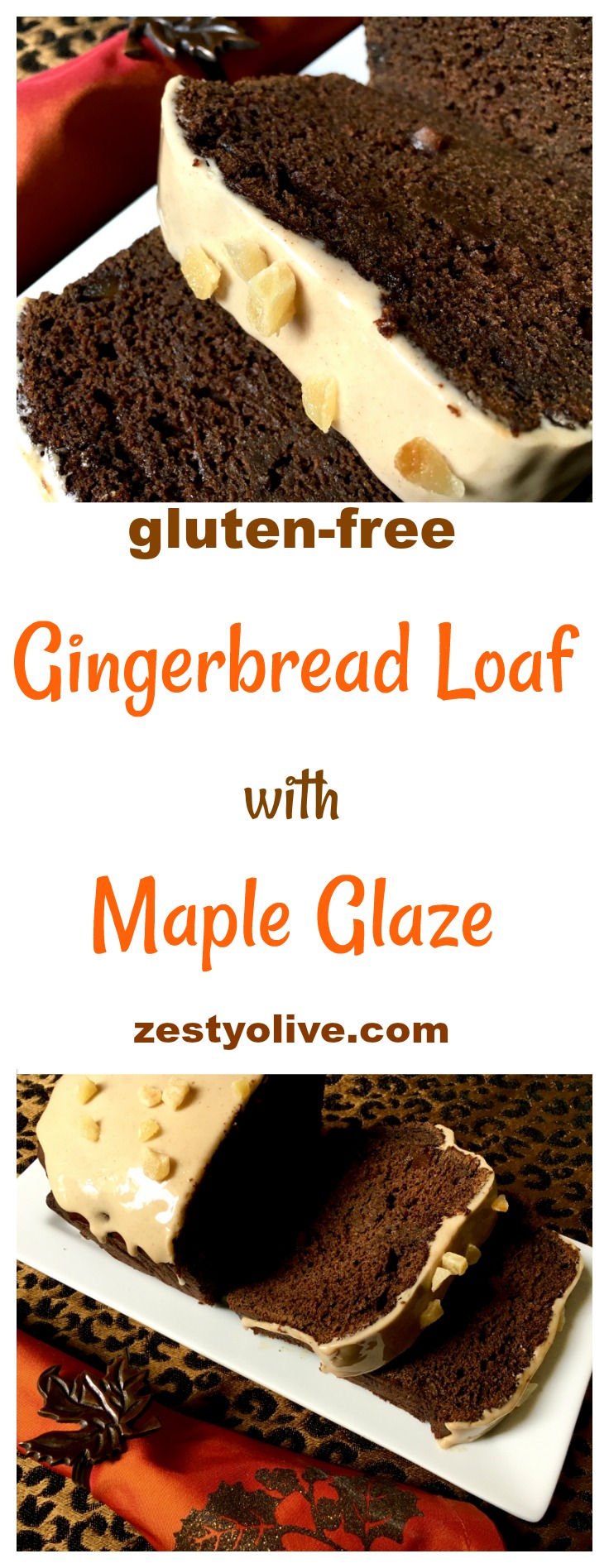 This gluten-free Gingerbread Loaf With Maple Glaze is full of rich molasses and ginger and topped with a maple glaze for a touch of sweetness.