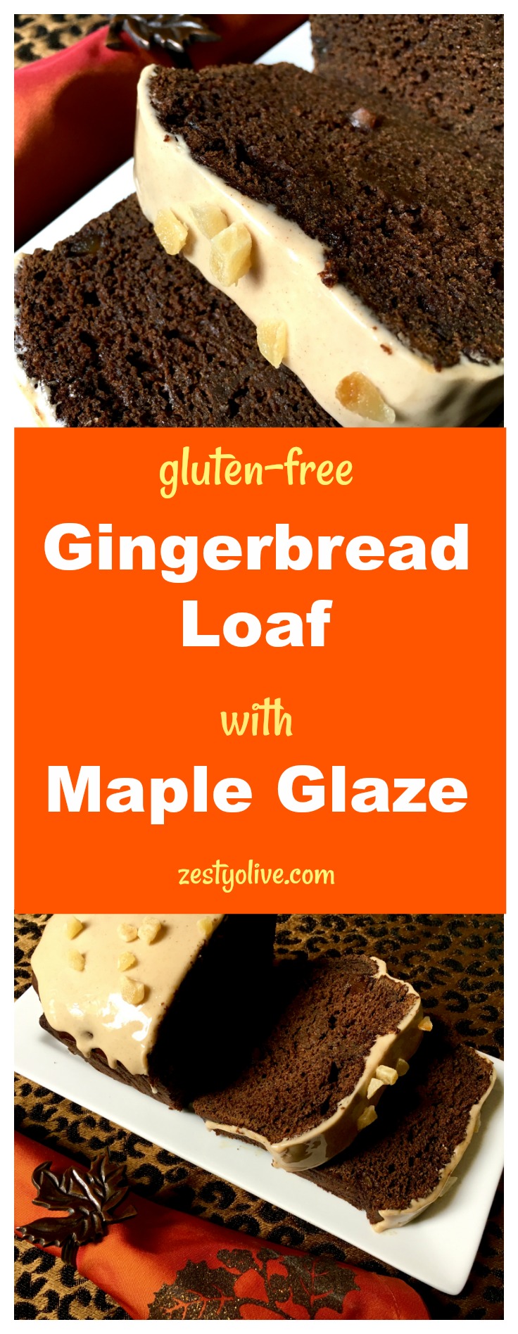 This gluten-free Gingerbread Loaf With Maple Glaze is full of rich molasses and ginger and topped with a maple glaze for a touch of sweetness.