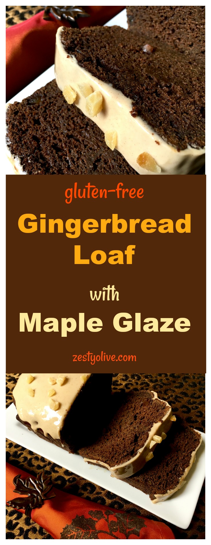 This gluten-free Gingerbread Loaf With Maple Glaze is full of rich molasses and ginger and topped with a maple glaze for a touch of sweetness.