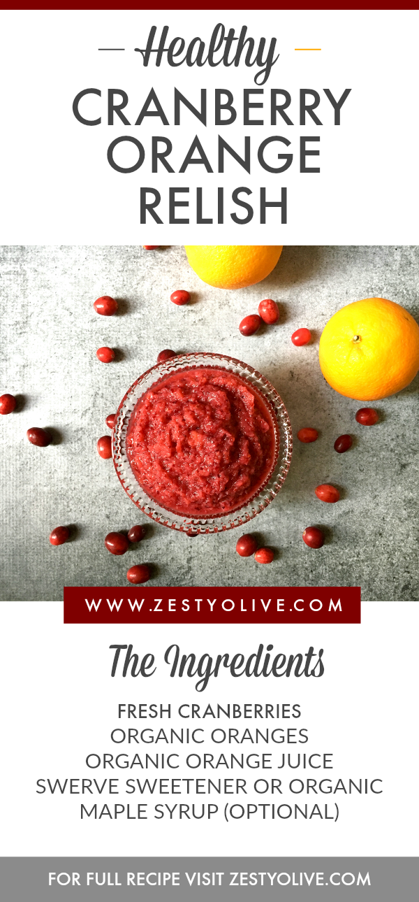 This healthy Cranberry Orange Relish is a holiday favorite during Thanksgiving and Christmas. It's easy and it's the perfect combination of tart and sweet.