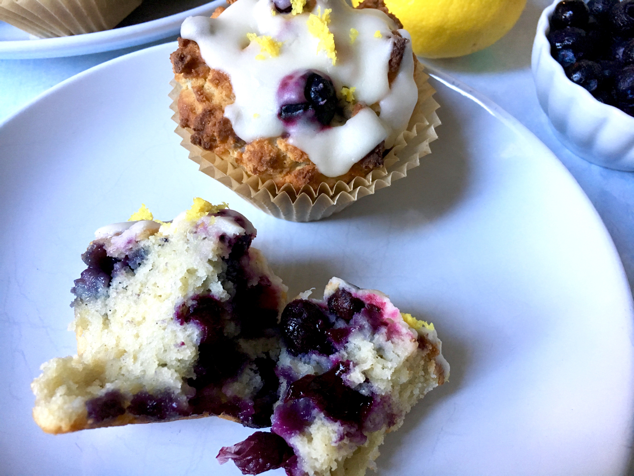 Blueberry Lemon Muffins with Lemon Glaze (Gluten-Free)