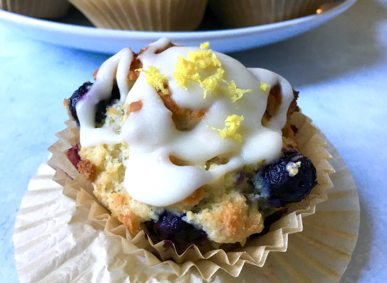 Blueberry Lemon Muffins with Lemon Glaze (Gluten-Free)