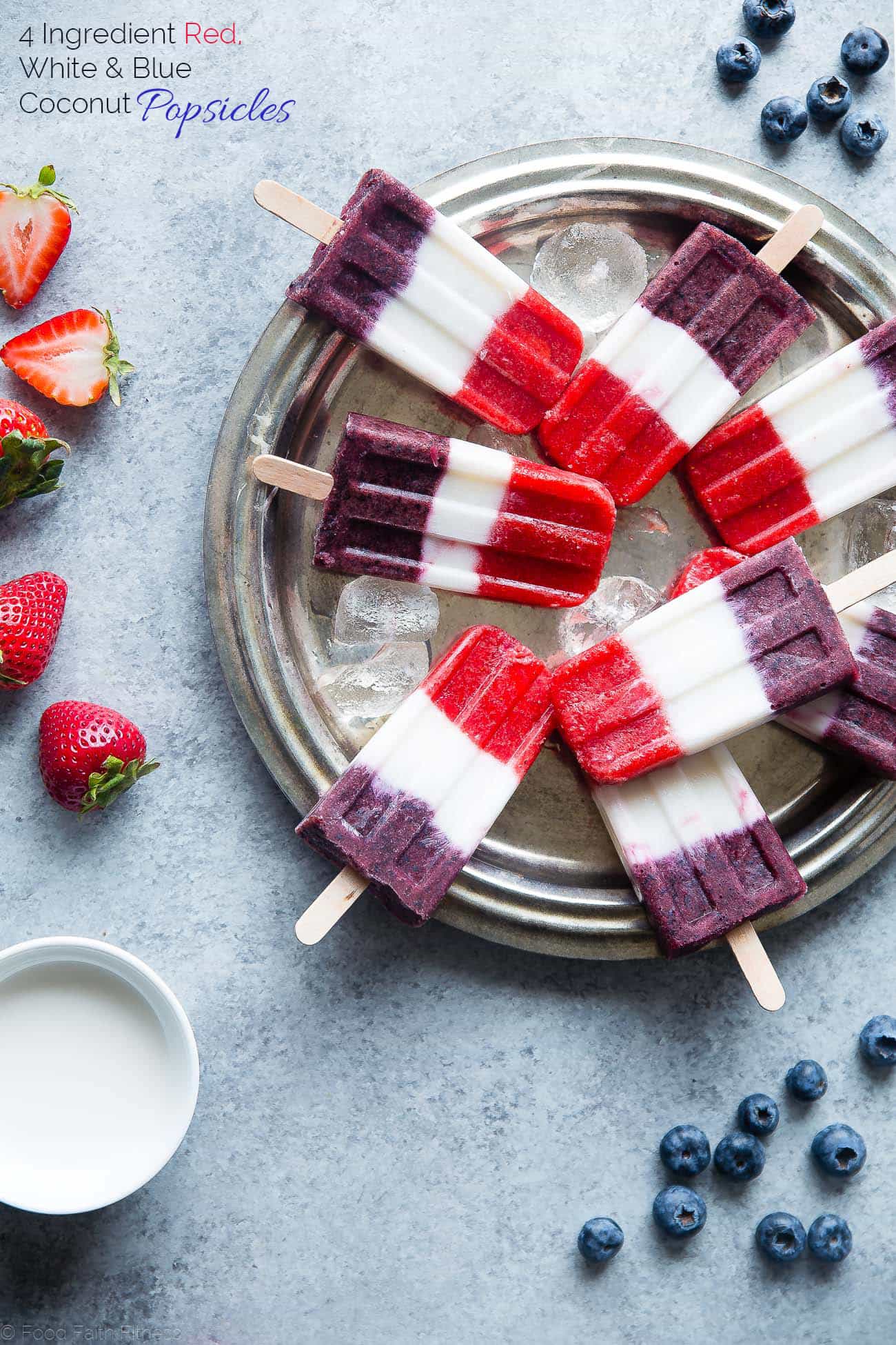 Strawberry Coconut Popsicles with Blueberries