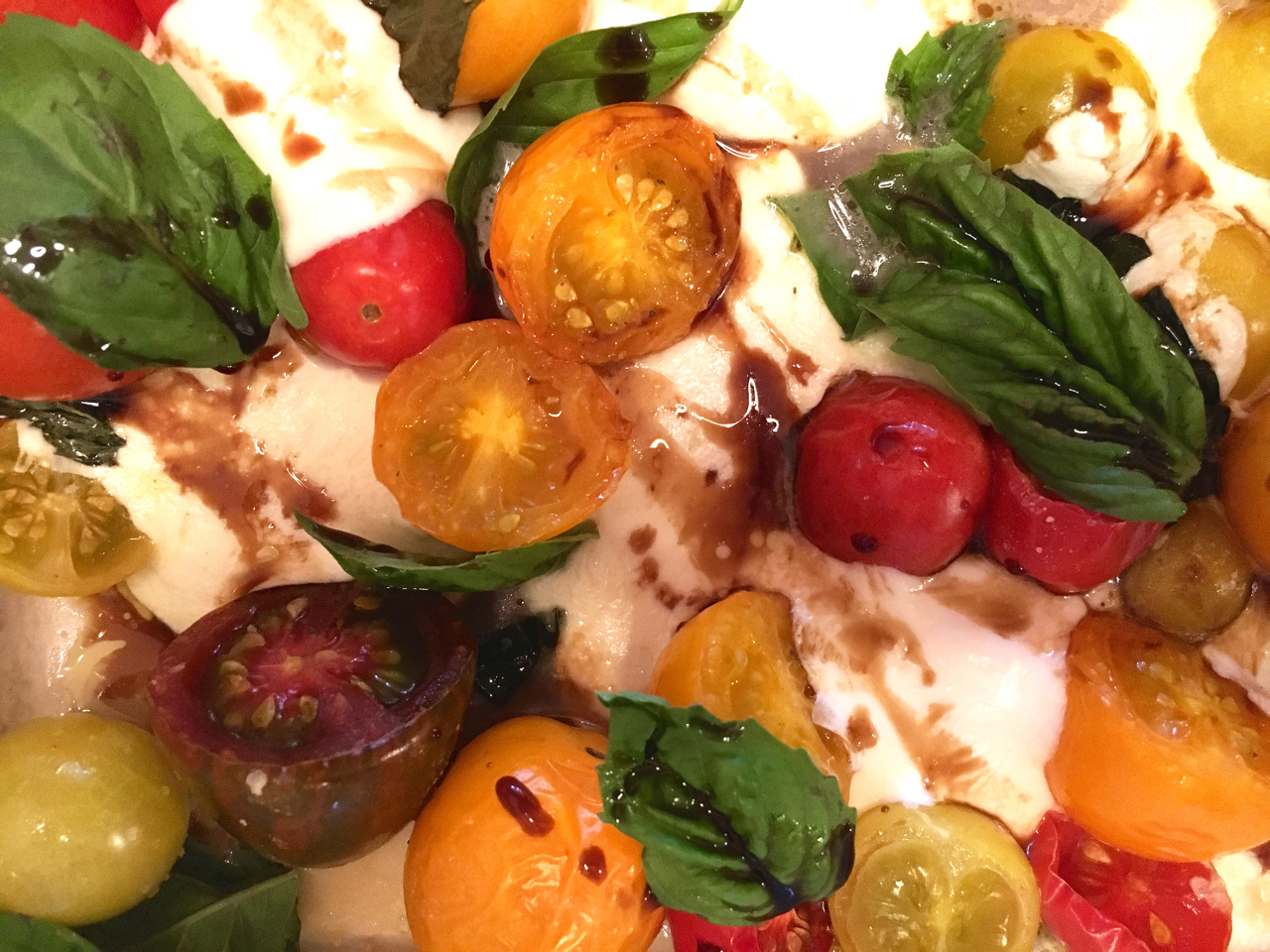 Roasted Heirloom Tomato Basil Mozzarella Caprese Salad