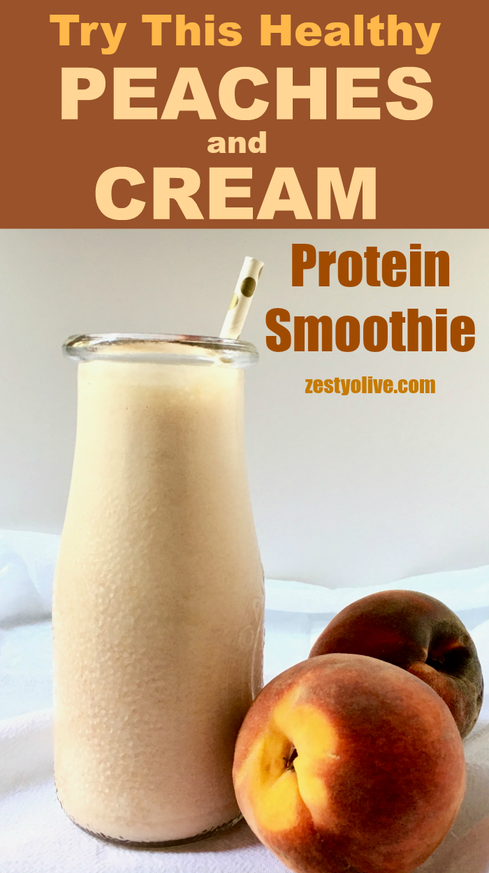 My Peaches And Cream Protein Smoothie is a dairy-free way to enjoy this delicious summer flavor combination.