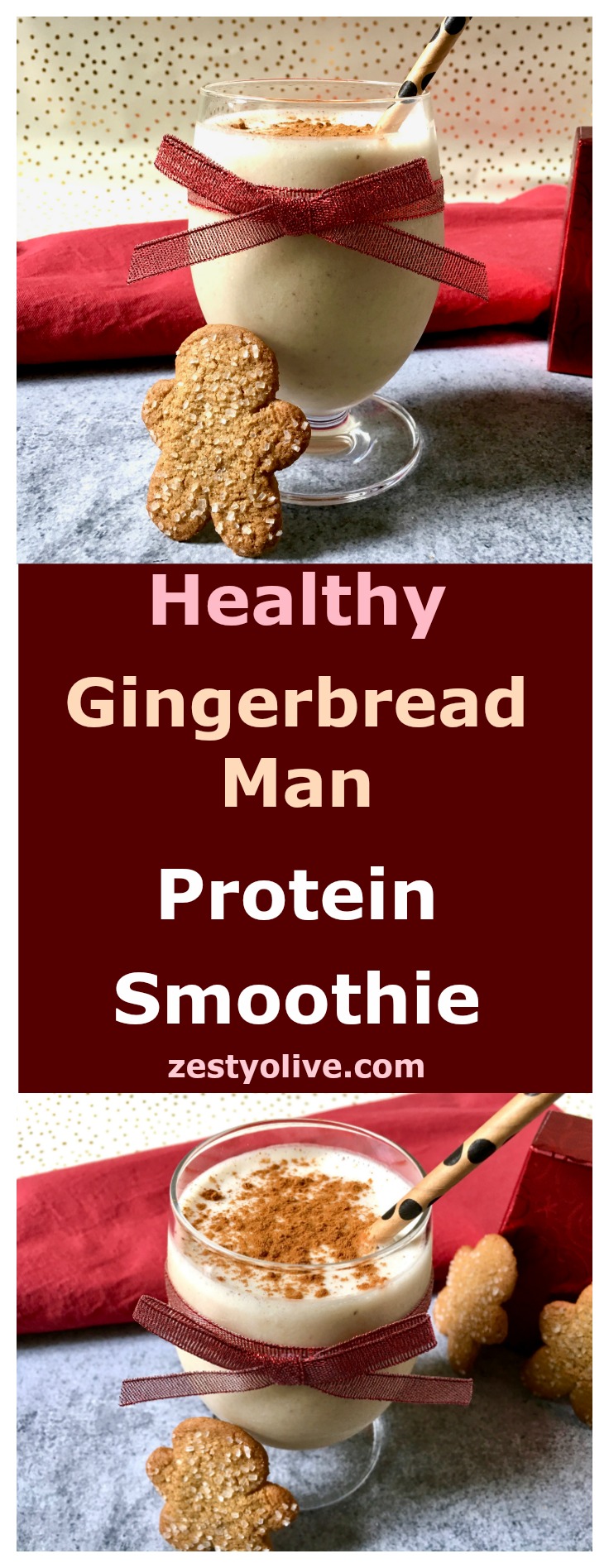 Classic holiday spices enhance and flavor this Healthy Gingerbread Protein Smoothie.