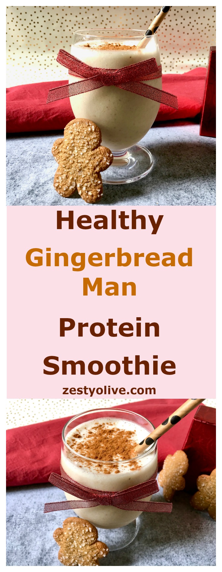 Classic holiday spices enhance and flavor this Healthy Gingerbread Protein Smoothie.