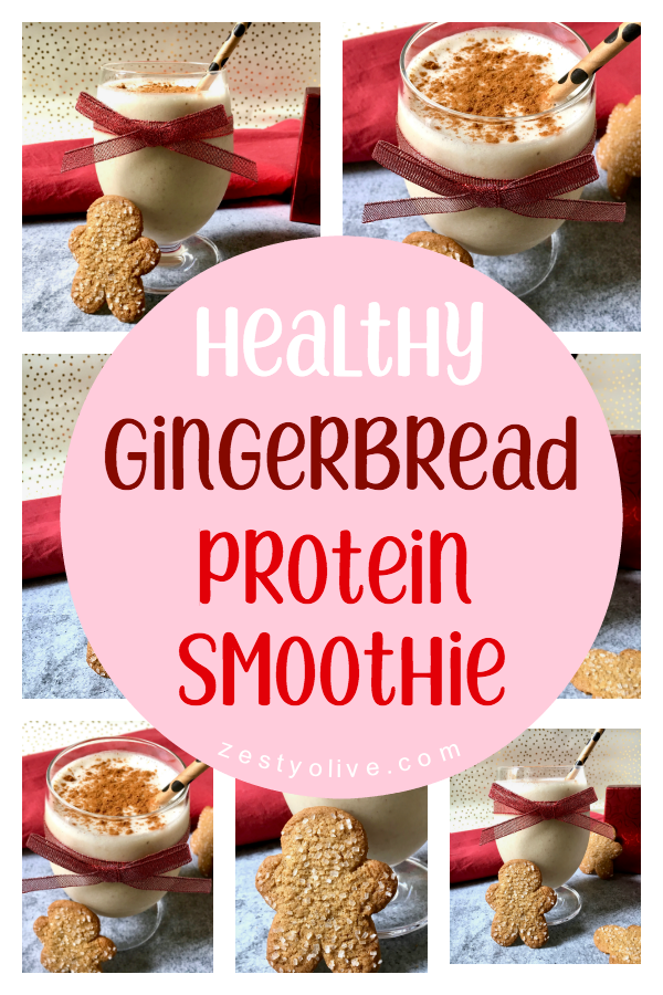 Classic holiday spices enhance and flavor this Healthy Gingerbread Protein Smoothie.