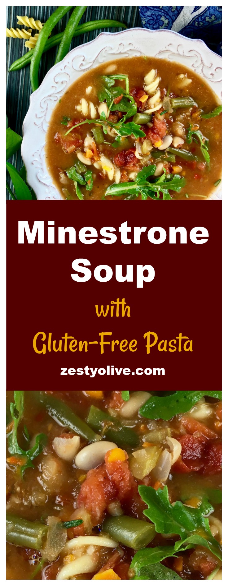 This hearty Italian Minestrone Soup With Gluten Free Pasta is full of healthy veggies and zesty herbs.