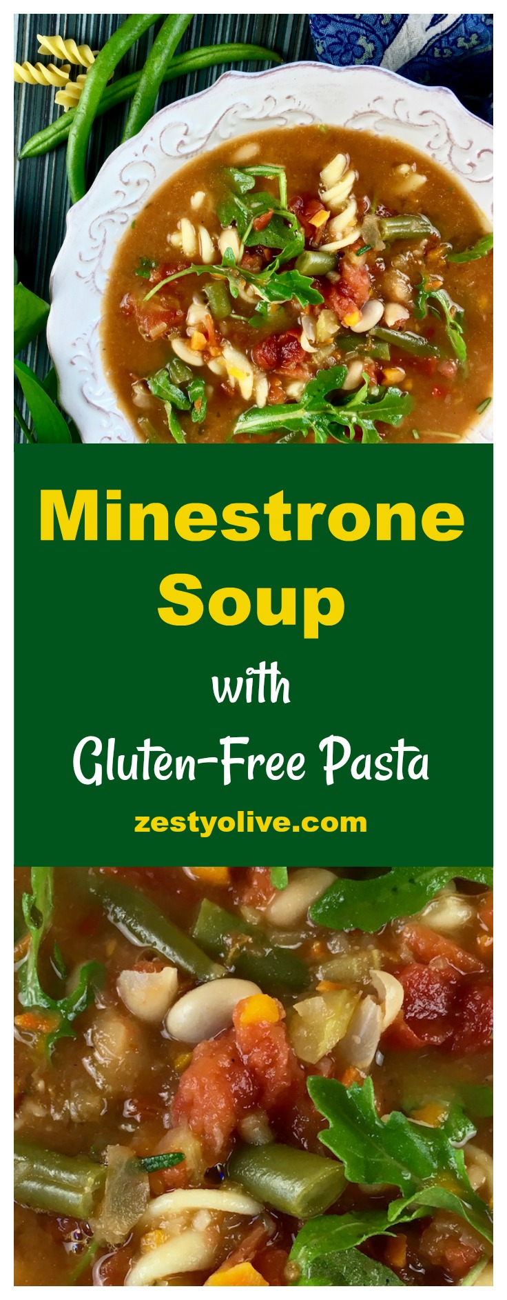 This hearty Italian Minestrone Soup With Gluten Free Pasta is full of healthy veggies and zesty herbs.