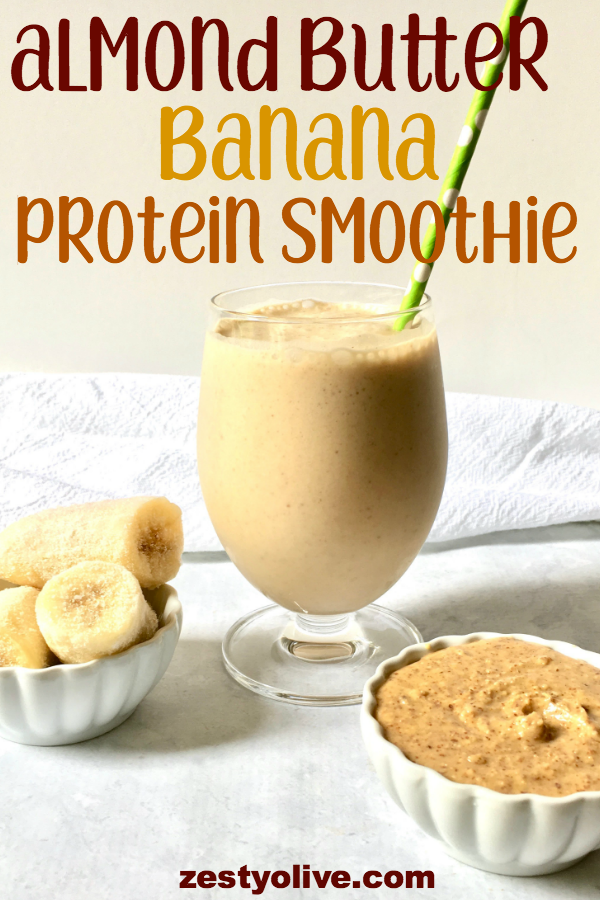 This Almond Butter and Banana Protein Smoothie is healthy, paleo and gluten-free.