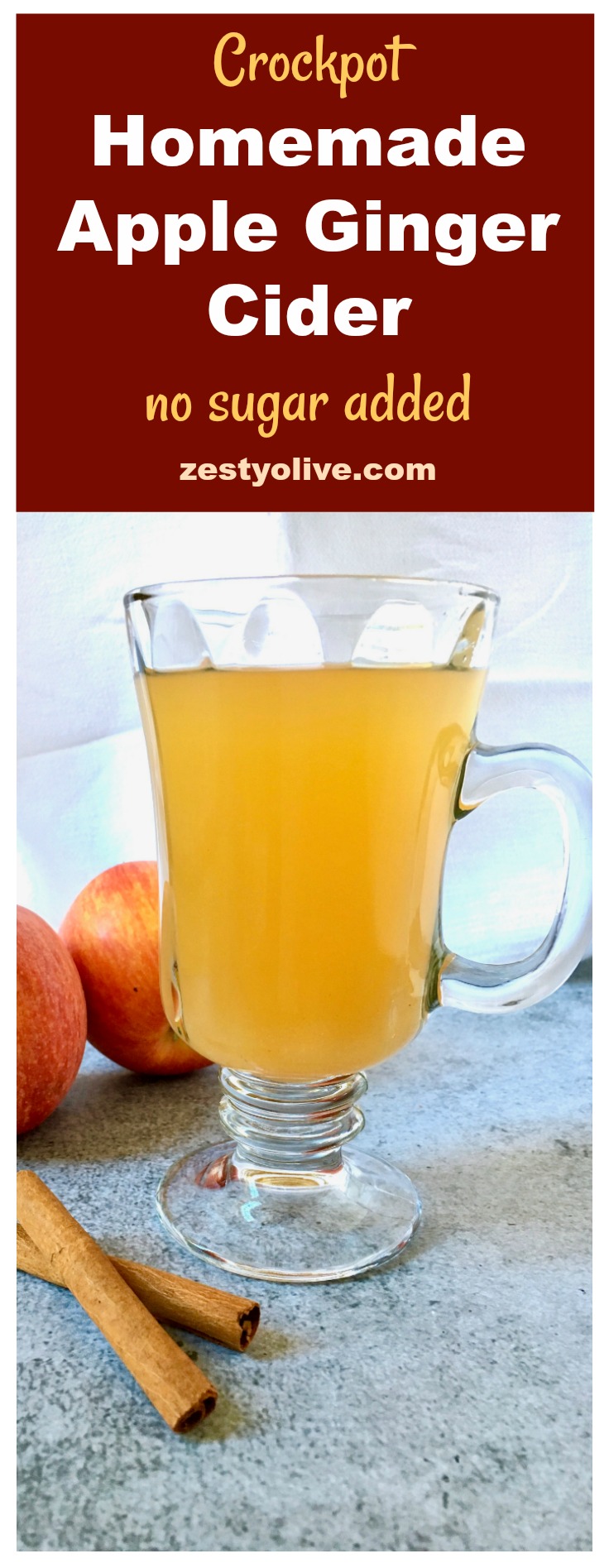 This Easy Homemade Apple Ginger Cider Recipe with no added sugar will fill your home with aromas of the season: apple, orange, ginger, cinnamon and cloves, while it simmers in your crock pot.