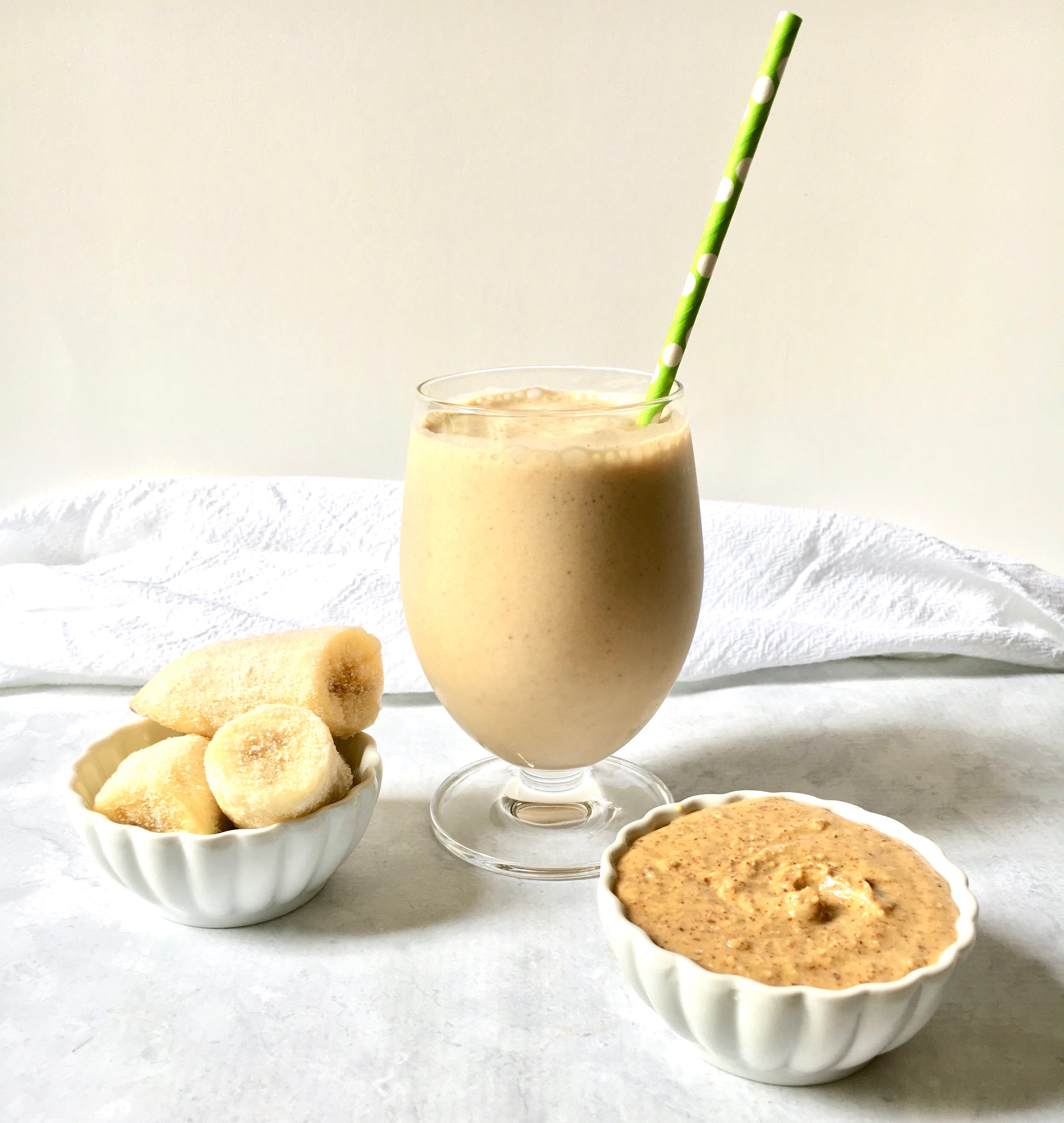 This Almond Butter and Banana Protein Smoothie is healthy, paleo and gluten-free.