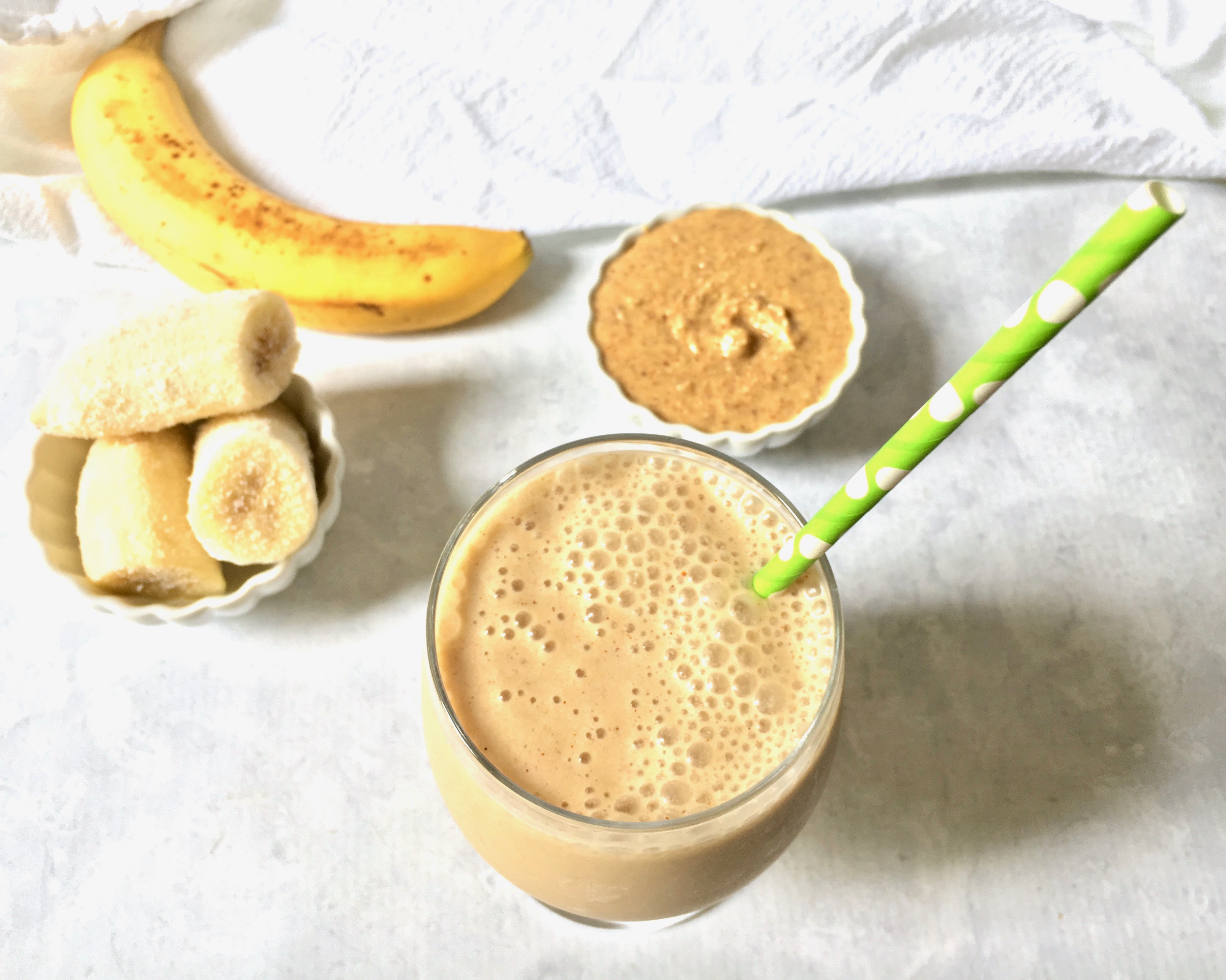 This Almond Butter and Banana Protein Smoothie is healthy, paleo and gluten-free.