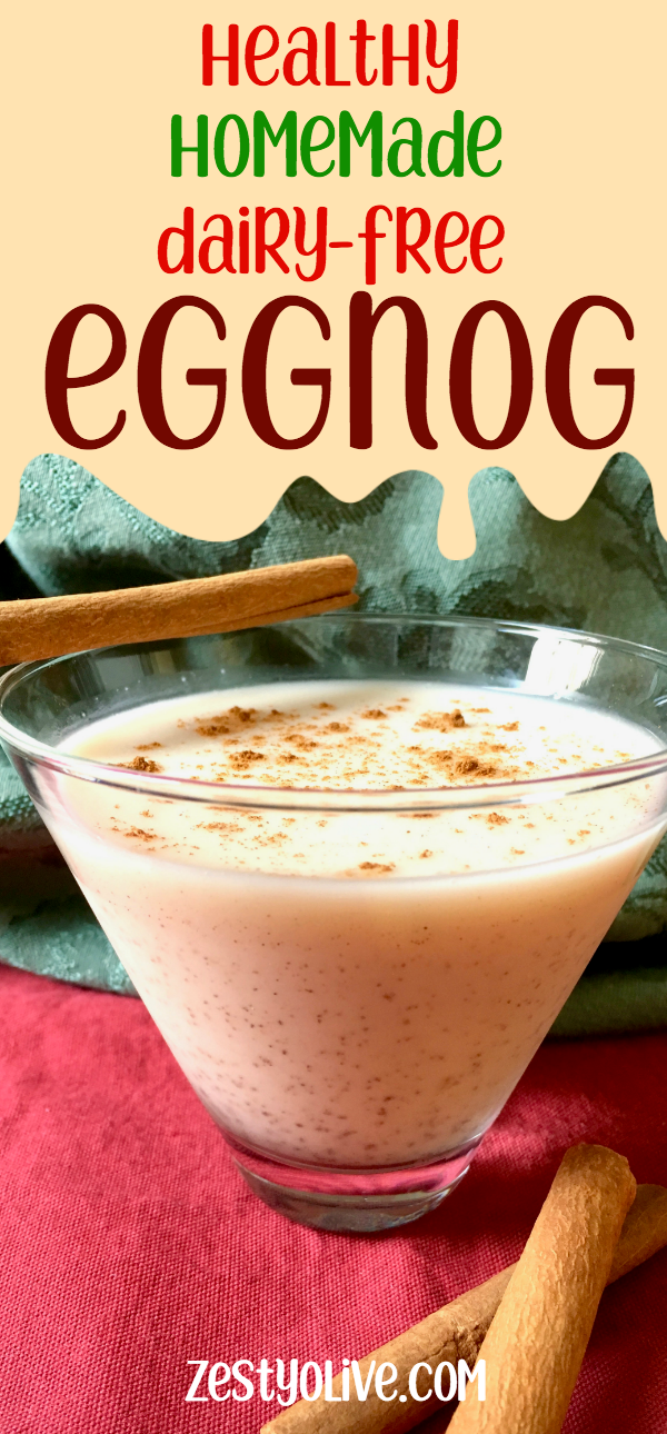 Here's my take on the holiday classic beverage, eggnog. It's my Healthy Homemade Dairy-Free Eggnog Recipe made with coconut milk, organic ingredients and no refined sugar.