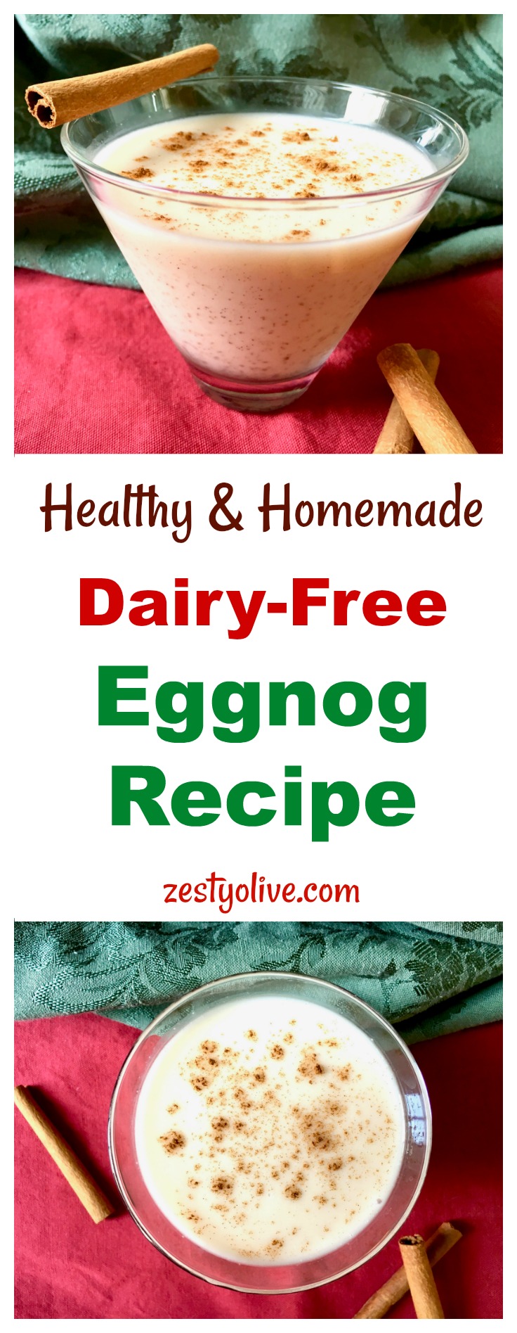 Here's my take on the holiday classic beverage, eggnog. It's my Healthy Homemade Dairy-Free Eggnog Recipe made with coconut milk, organic ingredients and no refined sugar.