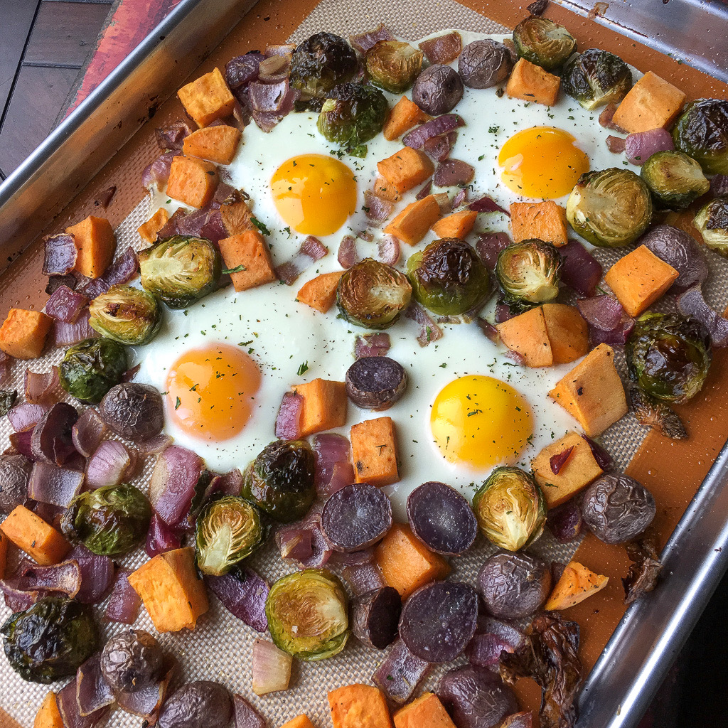 Sheet Pan Sweet Potato Hash With Eggs