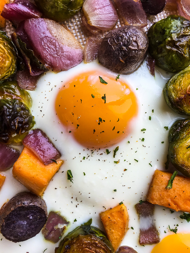 Sheet Pan Sweet Potato Hash With Eggs