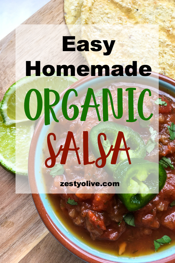 This easy and healthy organic homemade salsa recipe uses all fresh ingredients and comes together in just 20 minutes. Amp up the heat factor by adding more jalapeño. Keeps well in the refrigerator, so make a double batch for later.