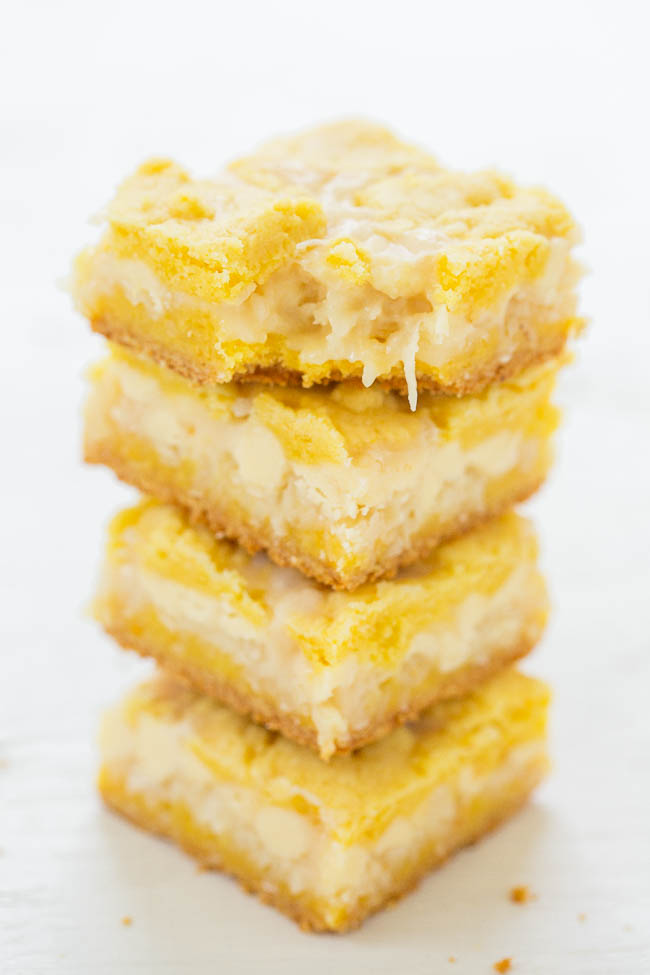 Lemon Coconut White Chocolate Gooey Bars