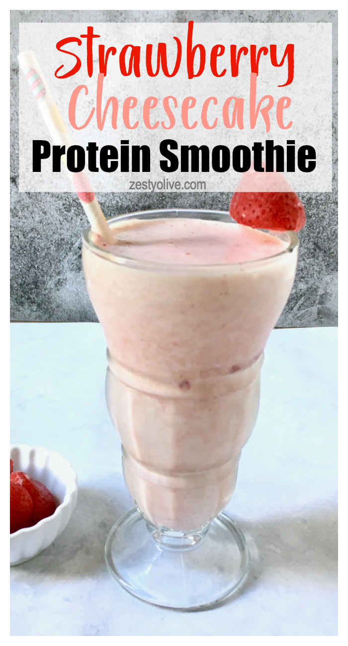 Try this healthy Strawberry Cheesecake Protein Smoothie for a delicious variation on a fruit-based smoothie. The cream cheese adds just the right amount of cheesecake-like creaminess to make this smoothie a decadent, yet healthy treat.